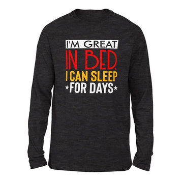 I'm Great In Bed, I Can Sleep For Days Men/Unisex Drop Shoulder Sweatshirt in Dark Grey Heather color